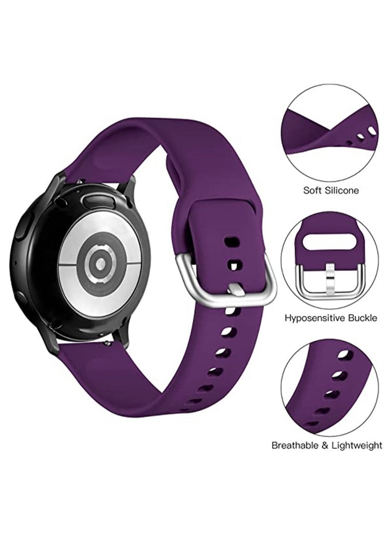 Silicone Sport Strap for Samsung Galaxy Active 2, 20 Mm Watch Bands Compatible for Samsung Galaxy Watch Active 2, Women Men, 4 Pack ( Black, White, Dark Purple, Dark Blue ) - Image 2
